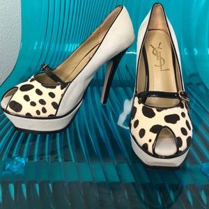 YSL animal print platform heel